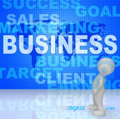 Business Words Shows Corporate Commerce And Buy 3d Rendering Stock Image