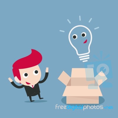 Businessman And Bulb Idea Stock Image