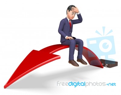 Businessman Arrow Indicates Lack Of Success And Arrows 3d Render… Stock Image