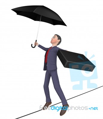 Businessman Balancing Shows Tightrope Walker And Balanced 3d Ren… Stock Image