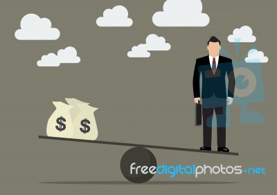Businessman Balancing With Work And Money Stock Image