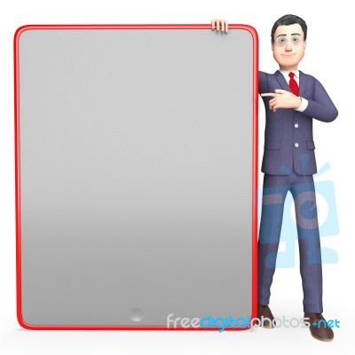 Businessman Blank Means Text Space And Board 3d Rendering Stock Image