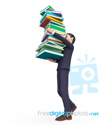 Businessman Carrying Books Represents Help Studying And Schooling Stock Image