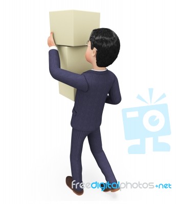 Businessman Carrying Boxes Indicates Trade Product And Packet Stock Image
