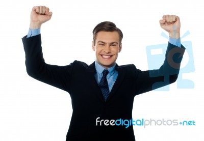 Businessman Celebrating Success Stock Photo