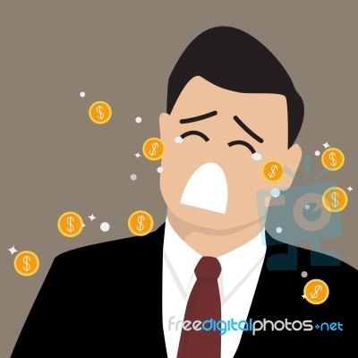 Businessman Crying Out In Money Tears Stock Image
