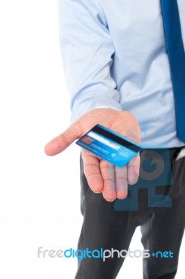 Businessman Displaying His Cash Card Stock Photo