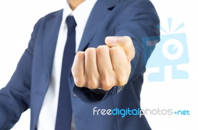 Businessman Fist Isolated On White Background On Horizontal View… Stock Photo