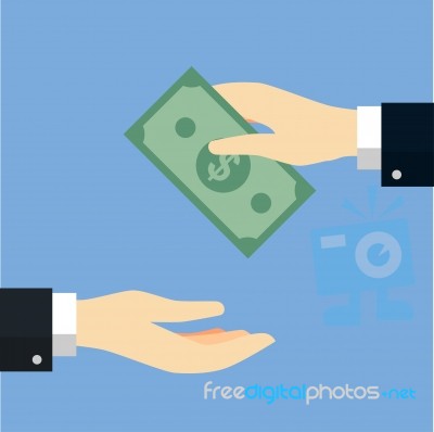 Businessman Giving Or Offering Money To Another Hand -  Fl Stock Image