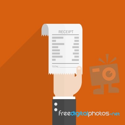 Businessman Hand Hold Receipt Bill Paper Flat Design Stock Image