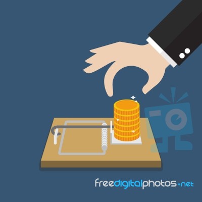 Businessman Hand Pick Money From Mousetrap Stock Image