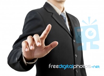 Businessman Hand Pushing Stock Photo