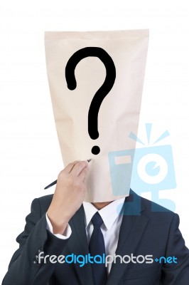 Businessman Head With Question Mark Stock Photo