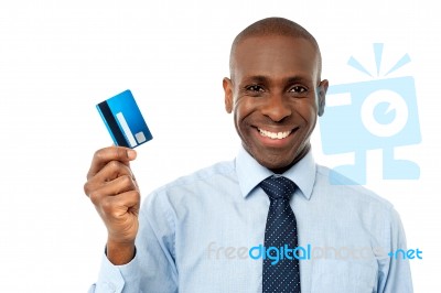Businessman Holding A Credit Card Stock Photo