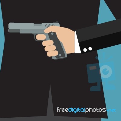 Businessman Holding A Gun Behind His Back Stock Image