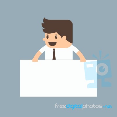 Businessman Holding Big Paper Stock Image