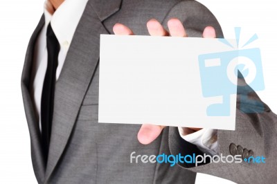 Businessman Holding Blank Paper Stock Photo