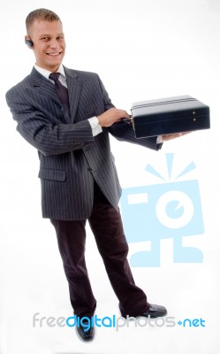 Businessman Holding Briefcase Stock Photo