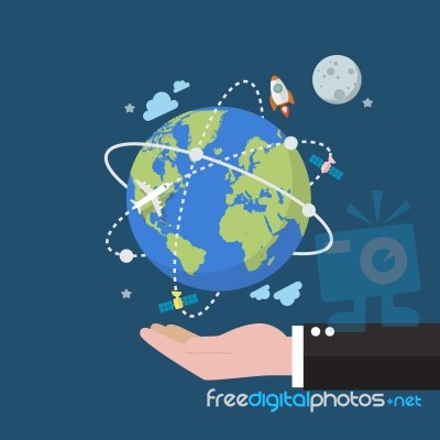 Businessman Holding Earth Globe On Space Background Stock Image