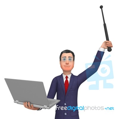 Businessman Holding Laptop Indicates Www Corporate And Digital Stock Image
