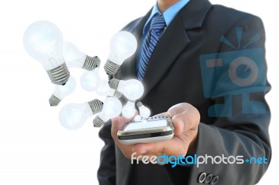 Businessman Holding Mobile Stock Photo