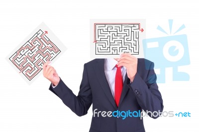 Businessman Holding Paper Stock Photo