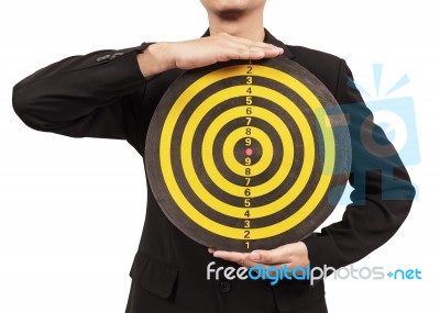 Businessman Holding Target Stock Photo