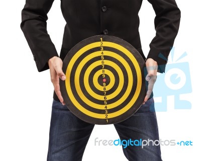 Businessman Holding Target Stock Photo