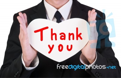 Businessman Holding Thank You Word Stock Photo