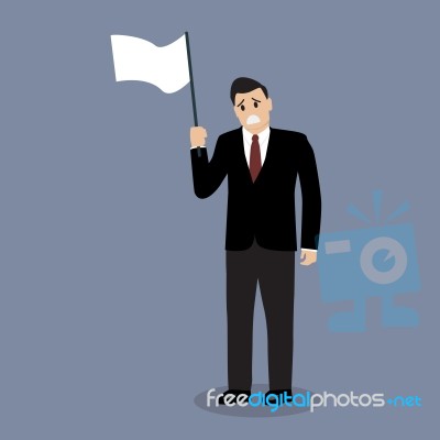 Businessman Holds White Flag Of Surrender Stock Image