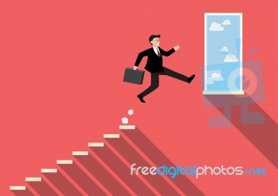 Businessman Jumping To Success Stock Image