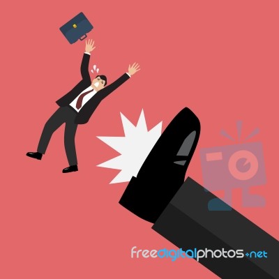 Businessman Kicked By His Boss Big Foot Stock Image