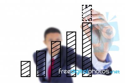 Businessman Look Up And Writing Graph Bar Growth Stock Photo