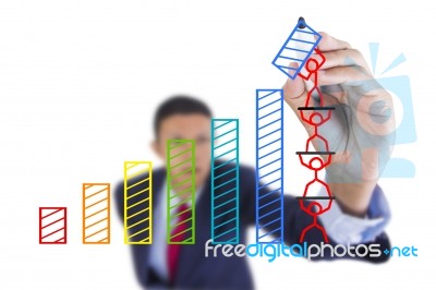 Businessman Look Up And Writing Graph Bar Growth Stock Photo