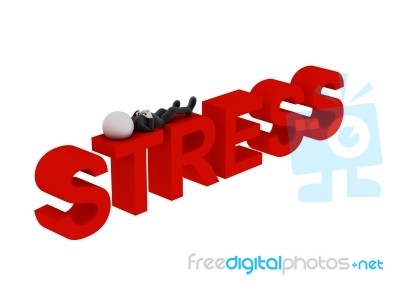 Businessman Lying On Stress Word  Stock Image