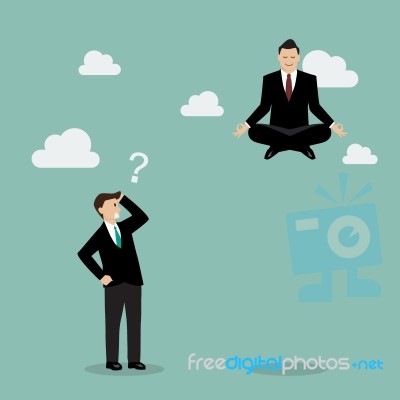 Businessman Meditating Over His Competitor Stock Image