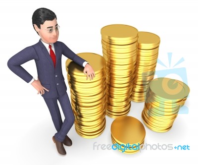 Businessman Money Shows Finances Success And Illustration 3d Ren… Stock Image