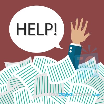 Businessman Need Help Under A Lot Of Documents Stock Image