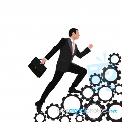 Businessman On Gear On White Style Template Stock Image