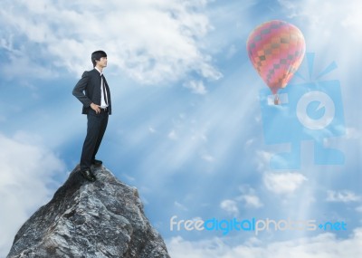 Businessman On Highest Place Stock Photo