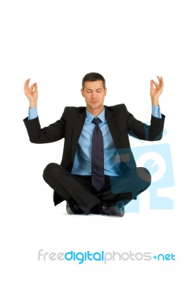 Businessman Practice Yoga Stock Photo