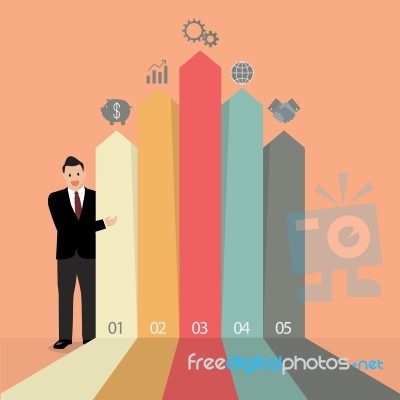 Businessman Presenting The Marketing Infographic Stock Image