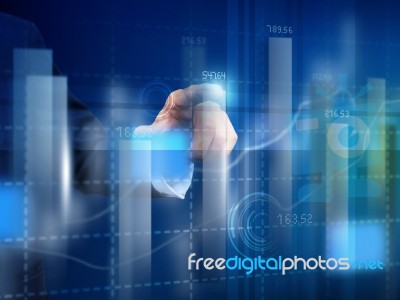 Businessman Press Graph Stock Photo