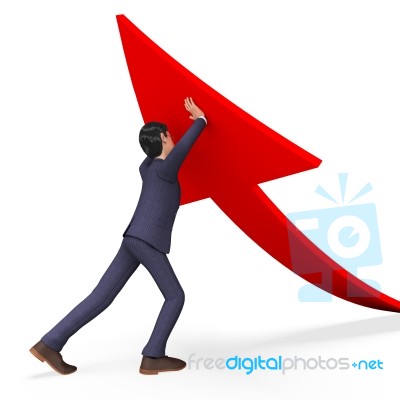 Businessman Pushing Arrow-up Means Pushed Carry And Successful Stock Image