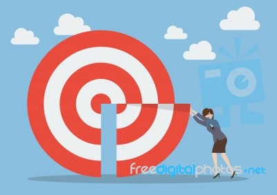 Businessman Pushing Missing Piece In Big Target Stock Image