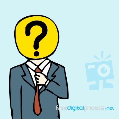 Businessman Question Mark Head Stock Photo