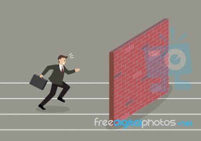 Businessman Race To Dead End Stock Image