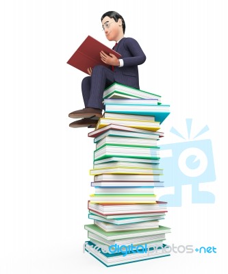 Businessman Reading Books Means Textbook Commercial And Learning… Stock Image Businessman Reading Books Means Textbook Commercial And Learning… Stock Image