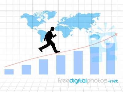 Businessman Running On Bar Chart Stock Image