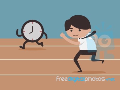 Businessman Running With Time Stock Image